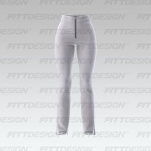 Ladies High Waisted Front Zipper Flared Pants Smart Mockup