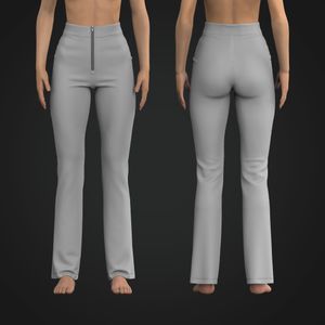 Ladies High Waisted Front Zipper Flared Pants