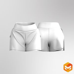 Ladies High Waisted Overlapping High Split Hem Layered Shorts 3D Garment