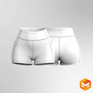 Ladies High Waisted Side Patch Pockets 3.00 Inch Inseam Biker Shorts - 3D Garment