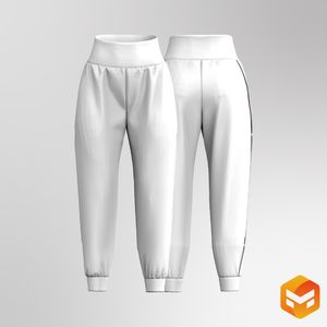 Ladies High Waisted Side Slit Cuffed Joggers 3D Garment