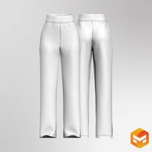 Ladies High Waisted Split Hem Straight Cut Joggers - 3D Garment