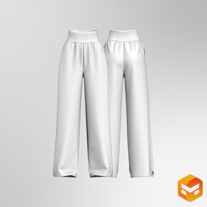 Ladies High Waisted Split Hem Wide Leg Joggers 3D Garment