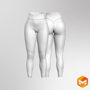 Ladies High Waisted V-Shaped Back Functional Leggings 3D Garment