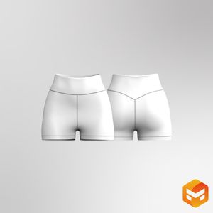 Ladies High Waisted V-Shaped Waistband 2.00 Inch Inseam Biker Shorts 3D Garment