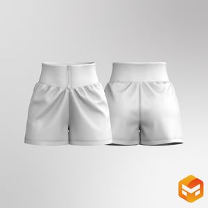 Ladies High Waisted Zip Up Shorts 3D Garment