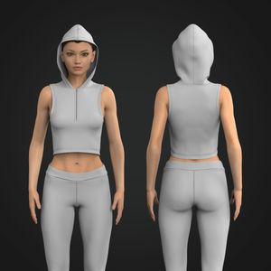 Ladies Hooded Quarter Zip Tank Top Tech Pack