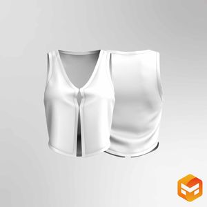 Ladies Hook & Eye Ribbed Top - 3D Garment