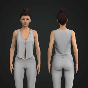Ladies Hook & Eye Ribbed Top