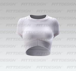 Ladies Inverted V-Shaped Waistband Fitted Crop Tee Smart Mockup