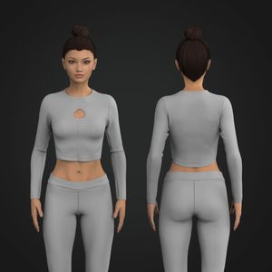 Ladies keyhole Long Set In Sleeve Crop Tee Tech Pack