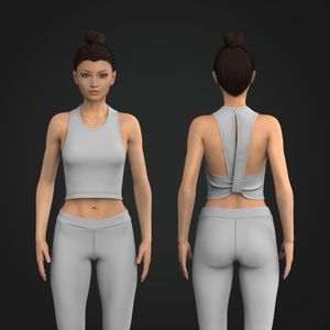 Ladies Keyhole Open Back Twist Detail Cropped Tank Top Tech Pack