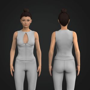 Ladies Keyhole Opening Zip Up Fitted Tank Top Tech Pack