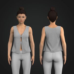 Ladies Knitted Front Cut Out Relaxed Vest Tech Pack