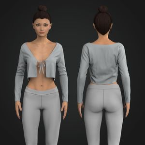 Ladies Knotted Long Sleeve Ribbed Top