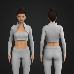 Ladies Laser Cut Petal Long Sleeve Crop Top Tech Pack