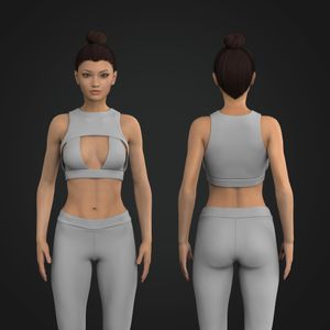 Ladies Layered Crew Neck Crop Top With Triangular Shaped Bralette