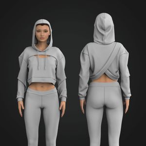 Ladies Layered Cross Over Back Hoodie Tech Pack