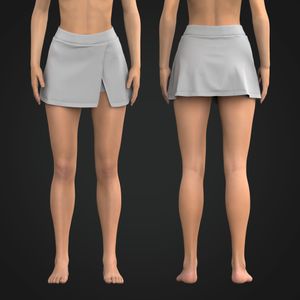 Ladies Layered Overlapping Split Hem Skirt Tech Pack
