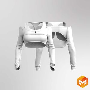 Ladies Layered Racer Back Style Long Sleeve Crop Top 3D Garment