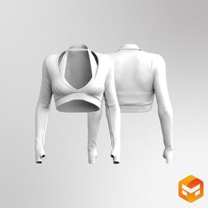 Ladies Layered Runner Sleeve Crop Bra 3D Garment