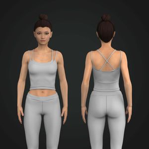 Ladies Layered Style Camisole Fitted Crop Tank Top Tech Pack