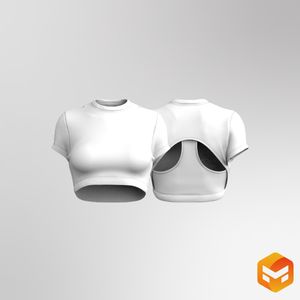 Ladies Layered Style Crop Short Sleeve Tee 3D Garment