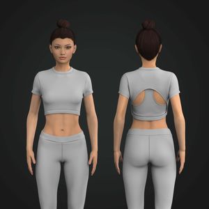 Ladies Layered Style Crop Short Sleeve Tee Tech Pack