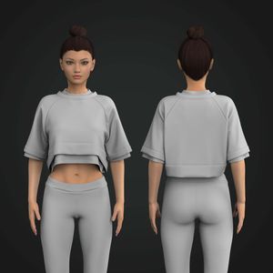 Ladies Layered Style Raglan Sleeve Crop Tee Tech Pack