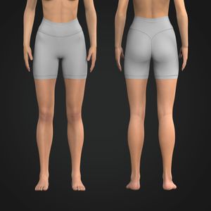 Ladies Layered Style Waistband 5.00Inch Inseam Bikers Shorts Tech Pack