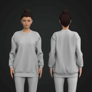 Ladies Long Sleeve Asymmetric Split Hem Sweater Tech Pack