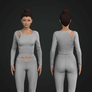 Ladies Long Sleeve Asymmetrical Crop Top Tech Pack