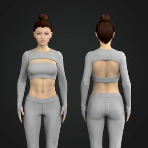 Ladies Long Sleeve Raglan Shrug Crop Top Tech Pack