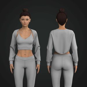 Ladies Long Sleeve Scallop Bottom Cropped Jacket Tech Pack