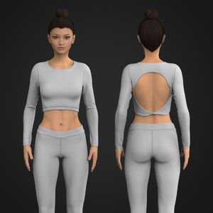 Ladies Long Sleeve Twisted Back Cut Out Crop Tech Pack