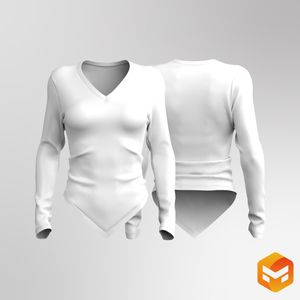 Ladies Long Sleeve V-Shaped Bottom Tee - 3D Garment