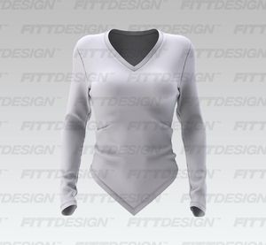 Ladies Long Sleeve V-Shaped Bottom Tee Smart Mockup