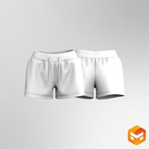 Ladies Low Rise 3.00 Inch Inseam Ribbed Shorts 3D Garment