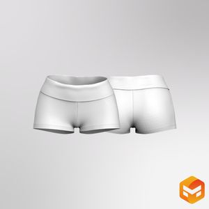 Ladies Low Rise Folded Waistband 2.00 Inch Inseam Shorts 3D Garment