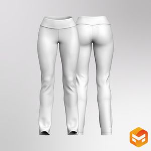 Ladies Low Rise Folded Waistband Straight Cut Leggings 3D Garment