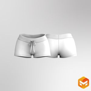Ladies Low Rise Lounge 2.00 Inch Inseam Shorts 3D Garment