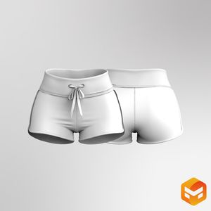 Ladies Low Rise Turned Down Waistband 2.00 Inch Inseam Shorts 3D Garment