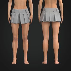 Ladies Low Waisted Pleated Mini Skirt Tech Pack
