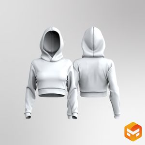 Ladies Mesh Cross Over Crop Hoodie 3D Garment