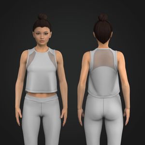 Ladies Mesh Light Scallop Bottom Tank Top Tech Pack