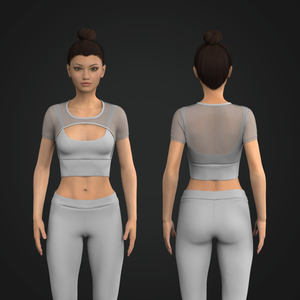 Ladies Mesh Overlapping Front Cut Out Short Sleeve Crop Tee Tech Pack