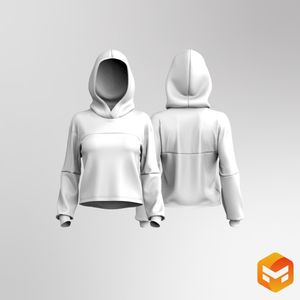 Ladies Mesh Relaxed Waist Length Hoodie 3D Garment