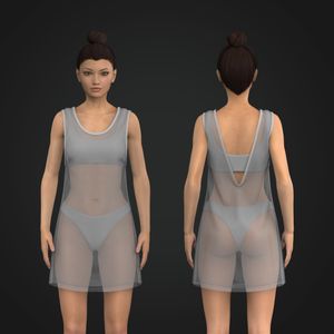 Ladies Mesh V-Shaped Back Cover Up Dress Tech Pack