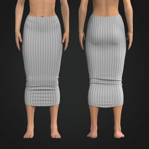 Ladies Mid Waist Midi Ribbed Skirt Tech Pack