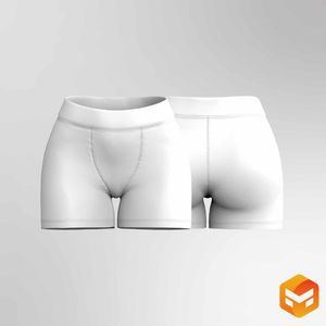 Ladies Mid Waist Ribbed Boxer Shorts - 3D Garment